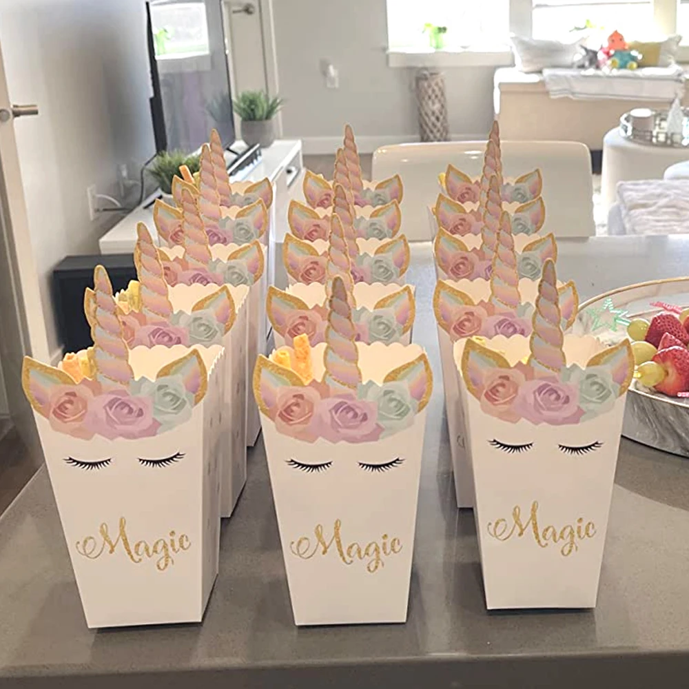 Food Snacks For Baby Shower - 6/12pcs Unicorn Popcorn Box Unicorn Birthday