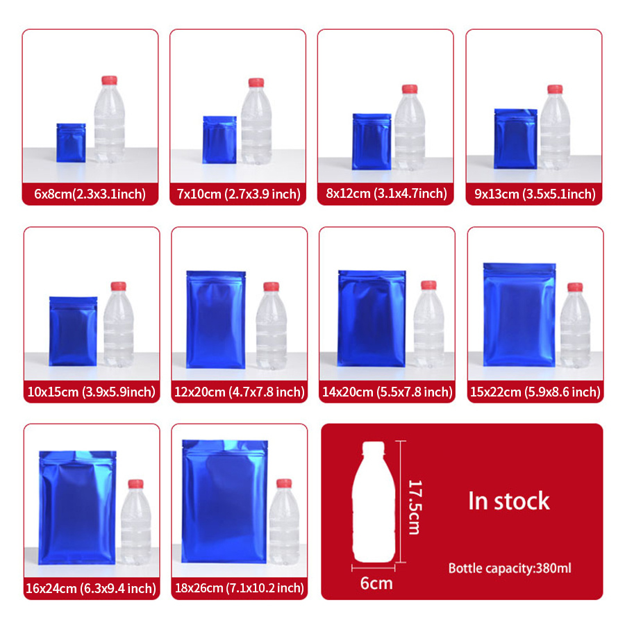 100pcs Matte Blue Foil Zipper  - Snacks Food Usa review and price