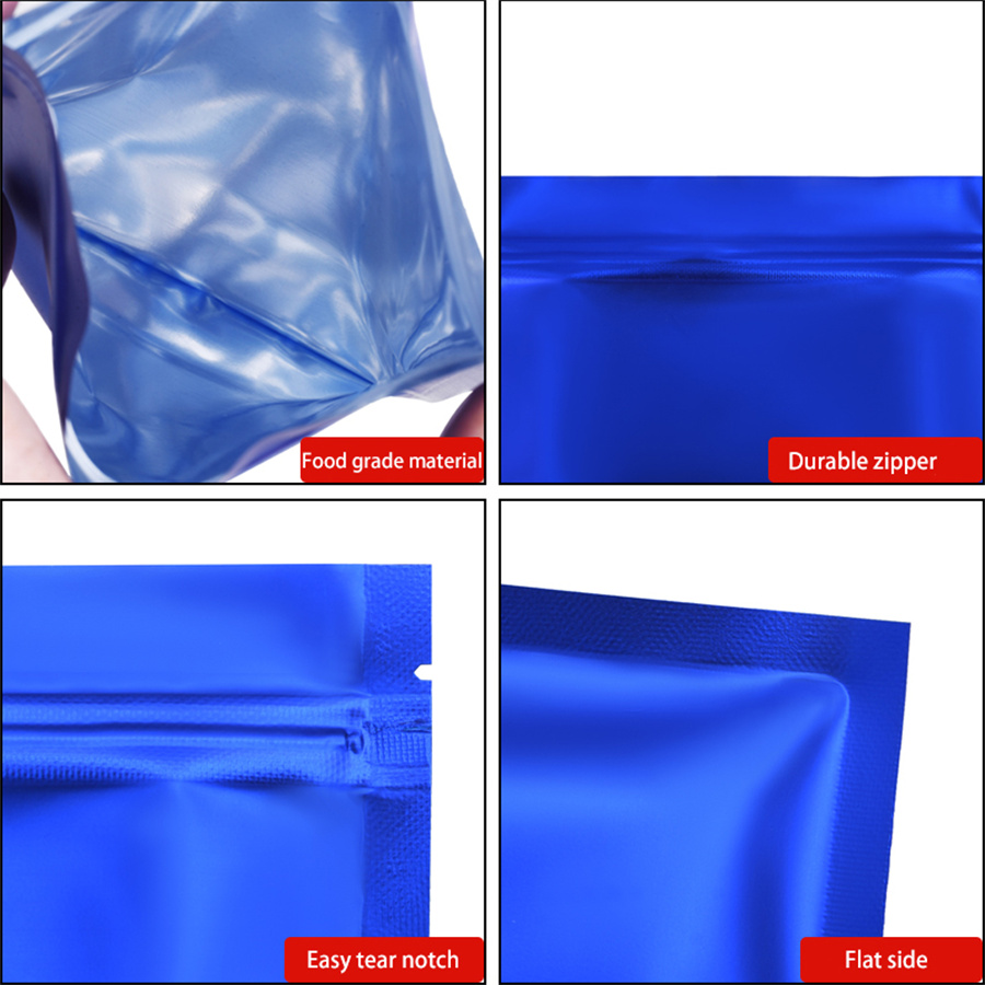 100pcs Matte Blue Foil Zipper  - Snacks Food Usa review and price