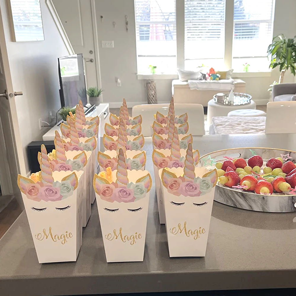 6/12pcs Unicorn Popcorn Box Un - Food Snacks For Baby Shower review and price